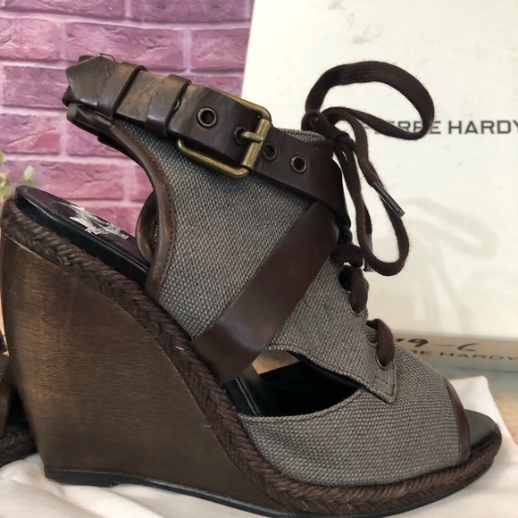 Pierre Hardy Canvas Leather Wedge Sandals 36 - Picture 5 of 8
